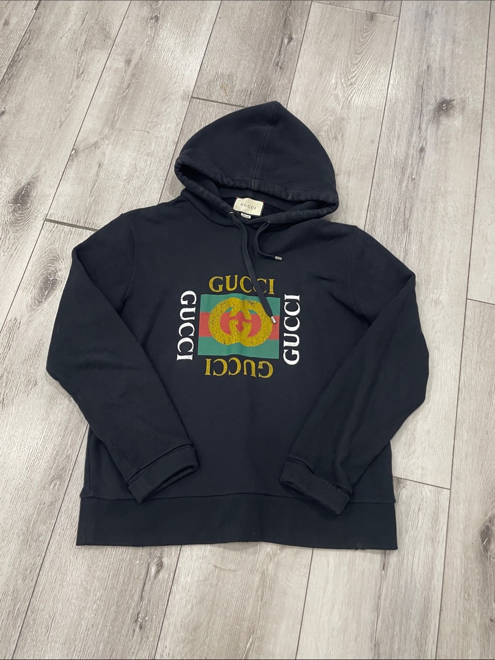 Gucci Black Hoodie with Green & Red Logo